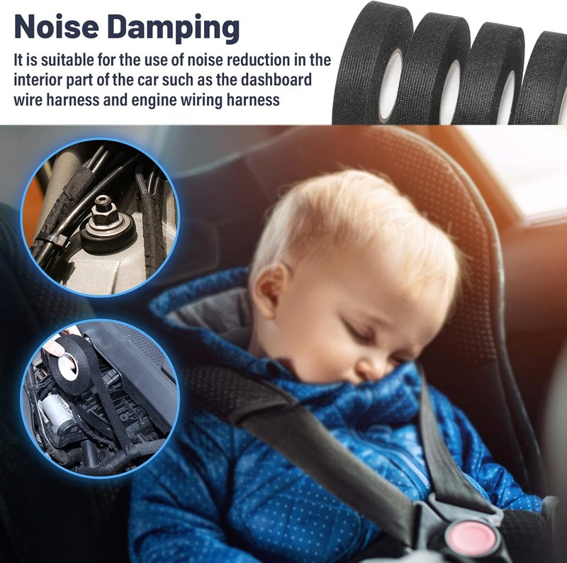 RED WOLF Wiring Harness Tape High Temp Wire Cable Loom Self-Adhesive Fabric Tape for Electrical Automotive Engine Harness Wrap Protection Noise Damping Cables Fixed 3/4 Inch x 50 FT 5 Rolls - Image 5